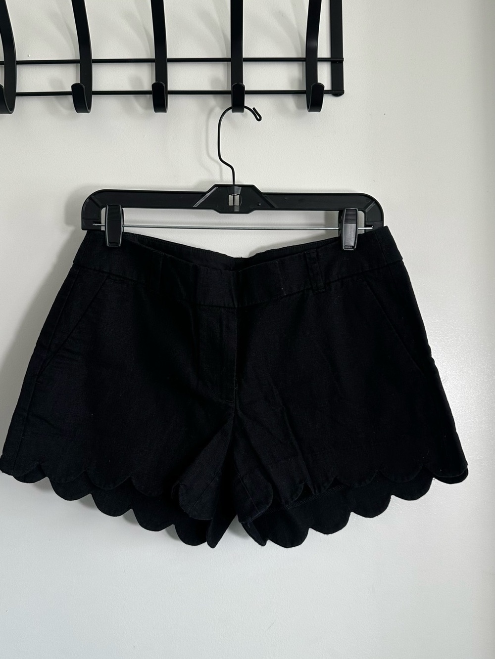 J. Crew Black Scallop-Hem High-Waist Women's Shorts